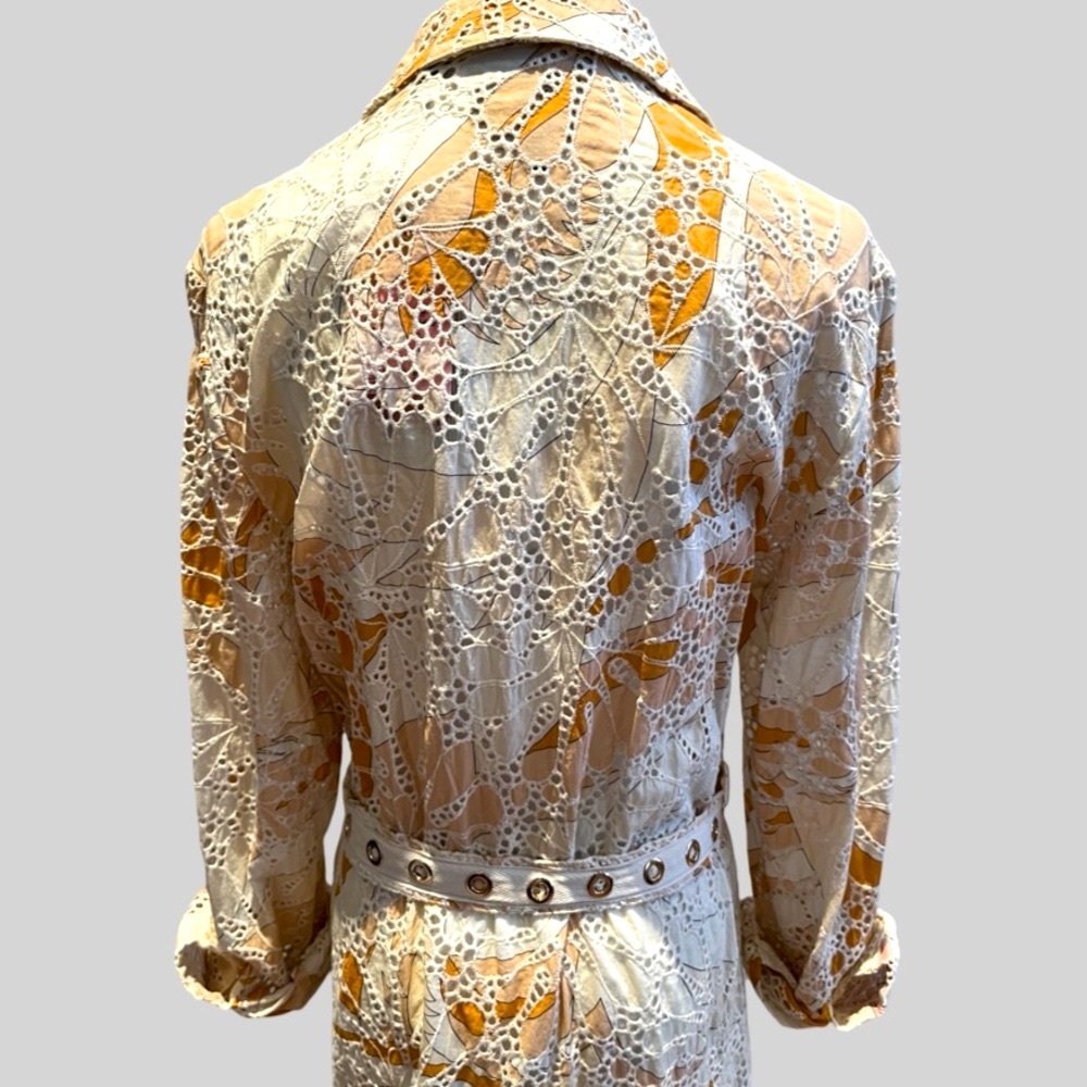 NWT Le Superbe Cream Long Sleeve Notched Collar Shirt Dress Size 8 - Picture 7 of 14